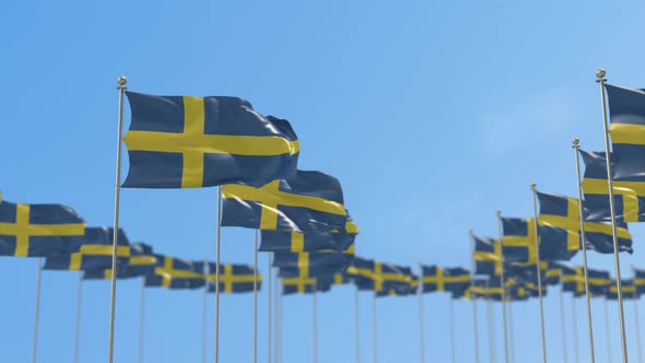 Sweden Row Of Flags Animation
