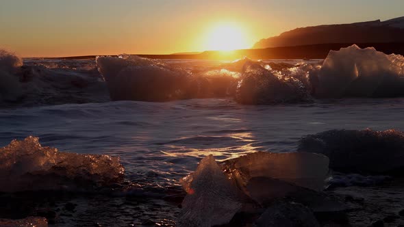 Iceland Black Sand Beach Icebergs