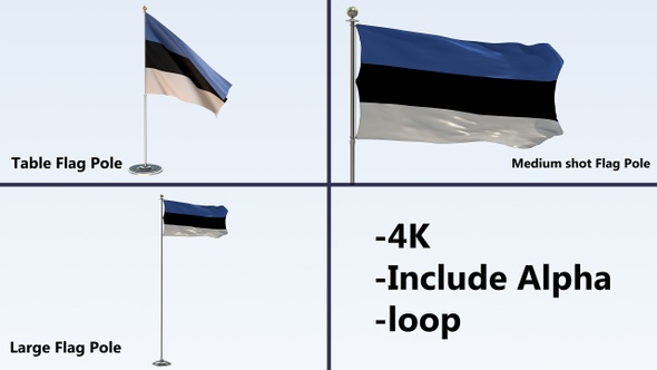 Estonia Flag Pole Pack 4k-Loop