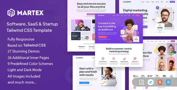 Martext – Software, SaaS & Startup Tailwind CSS Template – 0 Sold!