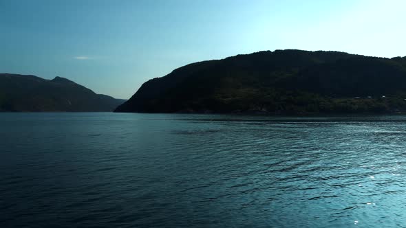 Norwegian fjord at Hjelmeland recorded from ferry.