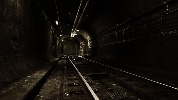 Light at Night in the Subway Tunnel the Old Town