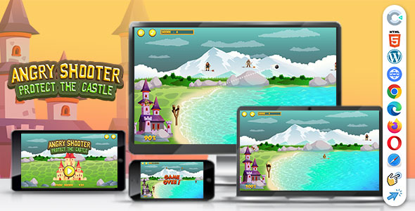 Angry Shooter Protect the Castle Game (Construct 3 | C3P | HTML5) Endless Game