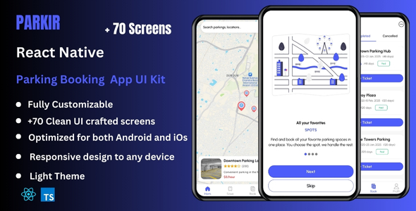 Parkir - Parking Booking React Native CLI App Ui Kit