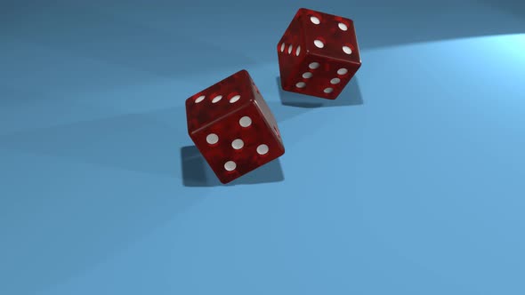 Dice falling on gambling table.