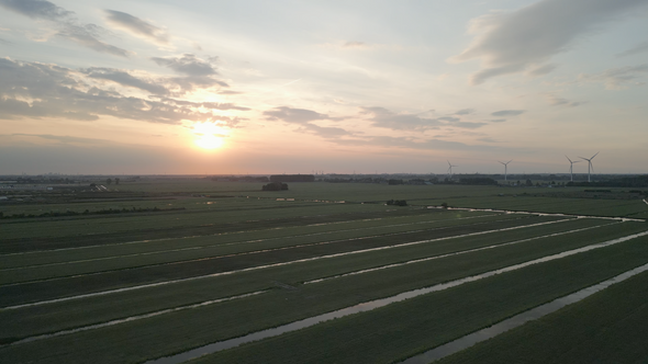 Drone Sunset Pastures 4 K 50fps Flat