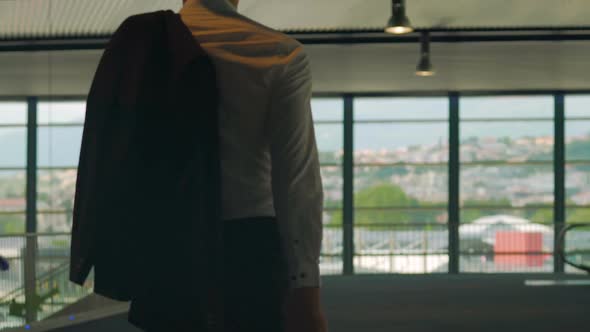 Young Couple Walking Across Overpass Man Carrying Suitcase Personal Driver