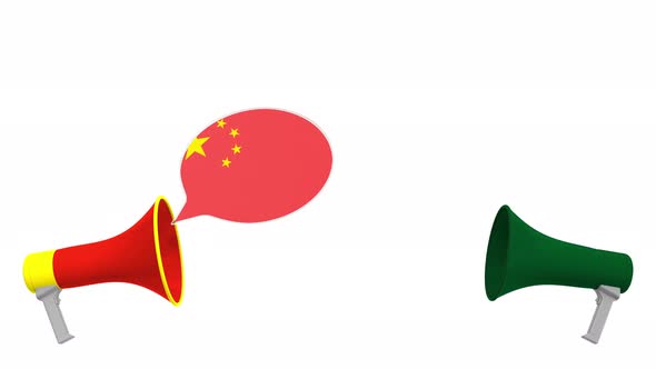 Speech Bubbles with Flags of Pakistan and China