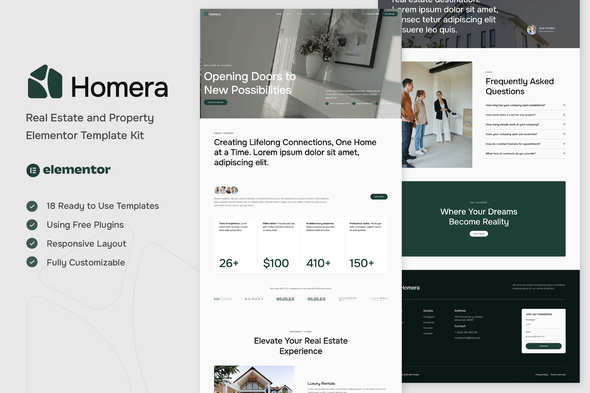 Homera – Real Estate & Property Elementor Template Kit – 0 Sold!