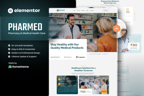 Pharmed – Pharmacy & Medical Health Care Elementor Template Kit – 0 Sold!