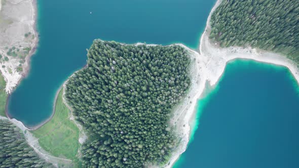 Aerial View Black Lake in Montenegro Mountain Crno Jezero in Durmitor Park