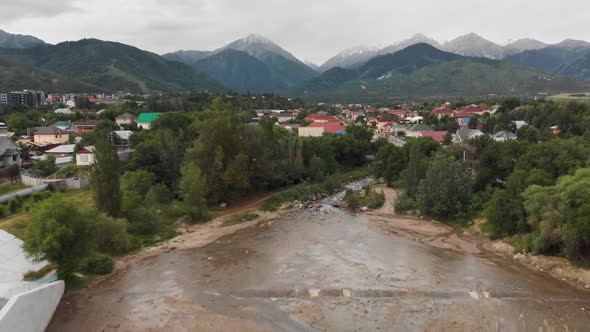 Aerial View of the Mountains and the River in Almaty Kazakhstan