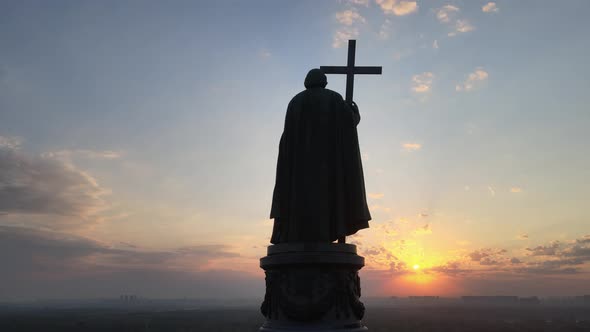 Monument To Vladimir the Great at Dawn in the Morning. Kyiv, Ukraine