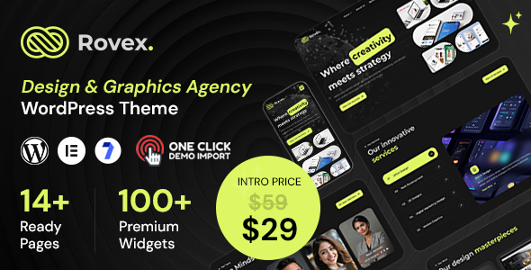 Rovex – Design Agency WordPress Theme – 0 Sold!