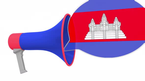 Megaphone and Flag of Cambodia on the Speech Bubble