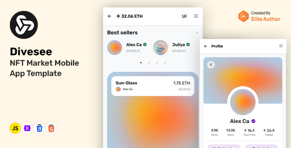 Divesee - NFT Market Mobile App Template