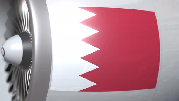 Airplane Engine with Flag of Bahrain