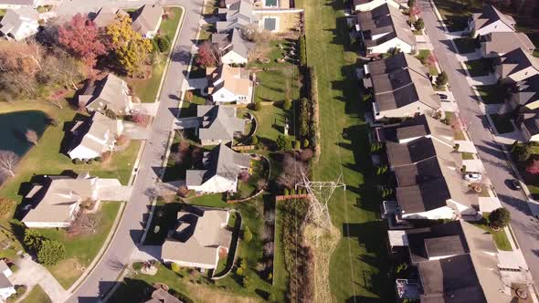 Slow motion aerial establishing view of Chattanooga TN, Red Bank, fall in USA.