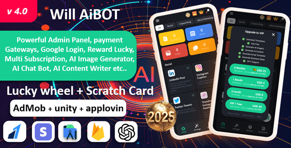Will AI bot -  AI Content writer App | AI Image AI | Lucky Wheel & Scratch Payment gateway