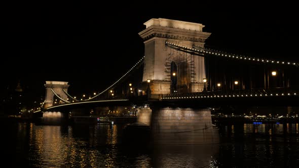 Szechenyi Chain Bridge  over river Danube  in Budapest Hungary  4K 2160p 30fps  UltraHD footage - Ch