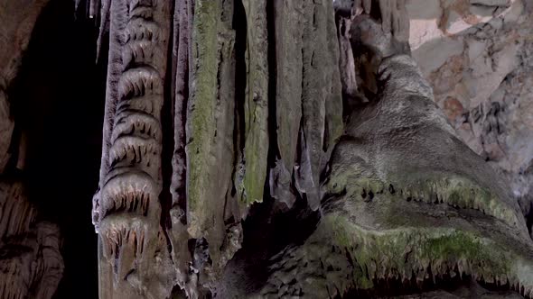 Huge flowstone columns and stalactites, St. Michael's cave, Gibraltar.