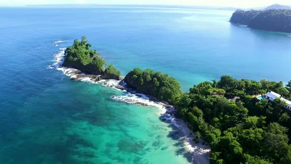 Virgin Unspoiled Caribbean Tropical White Sandy Beach Aerial Drone View