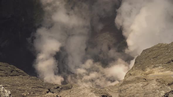 Active Volcano with a Crater. Gunung Bromo, Jawa, Indonesia.