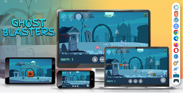 Ghost Blasters Game (Construct 3 | C3P | HTML5) Endless Game