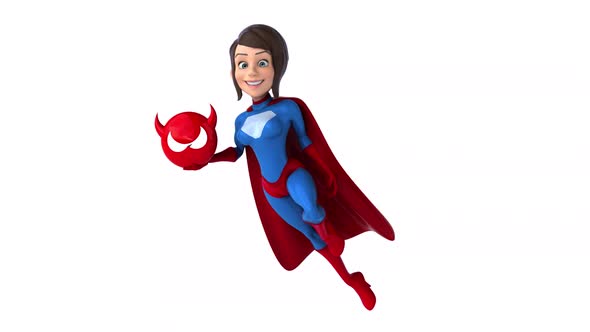 Fun 3D cartoon animation of a Super woman