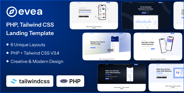 Evea – PHP App Landing Page Template – 0 Sold!