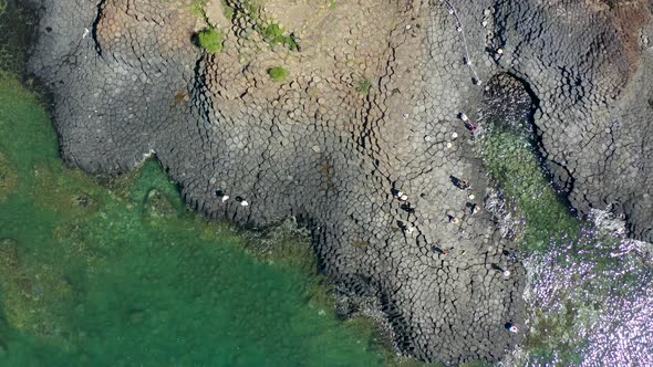 Aerial view of Ganh Da Dia - Giant “beehive” in Phu Yen sea, Vietnam