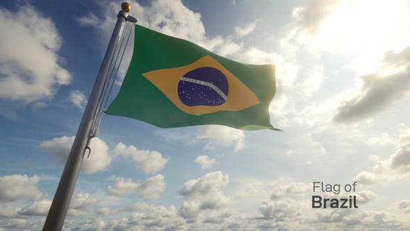 Brazil Flag on a Flagpole