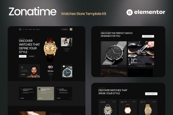 Zonatime – Dark Theme Watch Store Elementor Template Kit – 0 Sold!