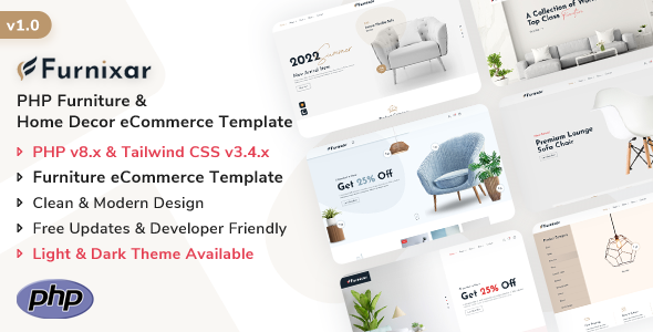 Furnixar – PHP Furniture & Home Decor eCommerce Template – 0 Sold!