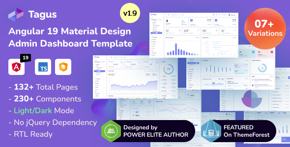 Tagus - Angular 19+ Material Design Admin Dashboard Template