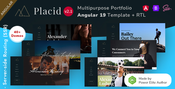 Placid - Angular 19+ Portfolio Website Template + SSR