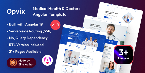 Opvix - Medical Health & Doctors Angular 19+ Template