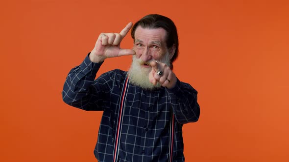 Elderly Bearded Man Showing Loser Gesture and Pointing on you Blaming Accusing for Unsuccess Fail
