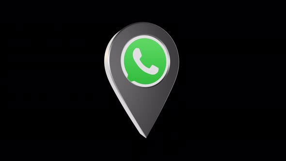 3D Rotating Whats App Location Pin Icon Animation With Alpha Channel 4K