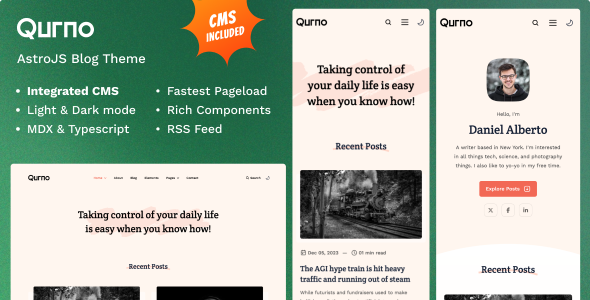 Qurno – An AstroJS Blog Theme – 0 Sold!