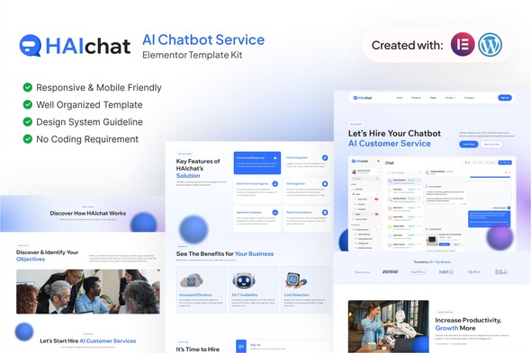 HAIchat – AI Chatbot Service Elementor Pro Template Kit – 0 Sold!