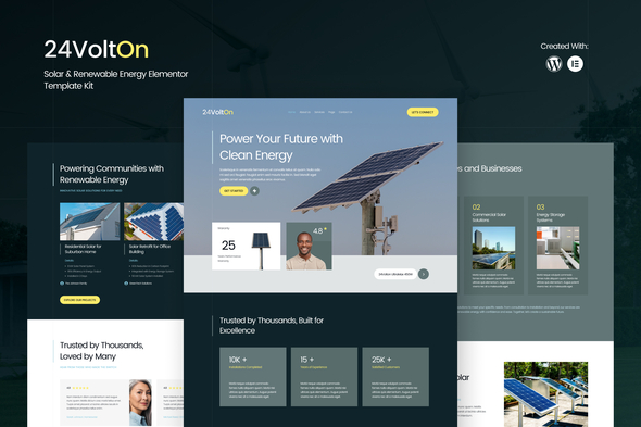 24Volton – Solar & Renewable Energy Elementor Template Kit – 0 Sold!