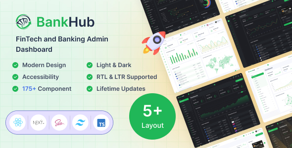 Bankhub - Vuejs, Next.js, HTML, Laravel, Angular, Tailwind CSS Fintech and Banking  Admin Dashboard