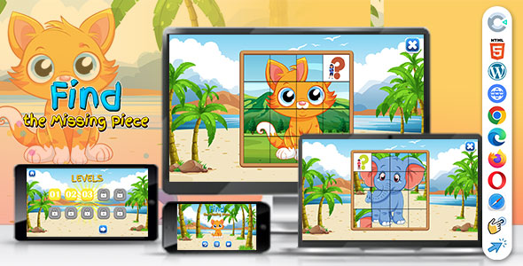 Find the Missing Piece Game (Construct 3 | C3P | HTML5) Kids' Educational Game