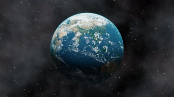 Beautiful 3d planet earth animation. Sunrise from outer space. Concept of climate change