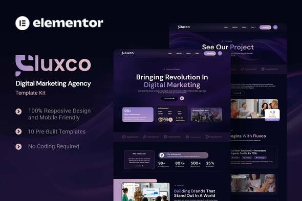 Fluxco – Digital Marketing Agency Elementor Template Kit – 0 Sold!