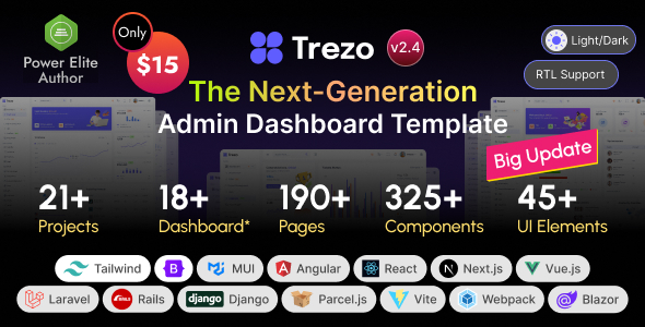 Trezo - Tailwind, Bootstrap, Material, React, Angular, Vue, Laravel ASP.net Admin Dashboard Template