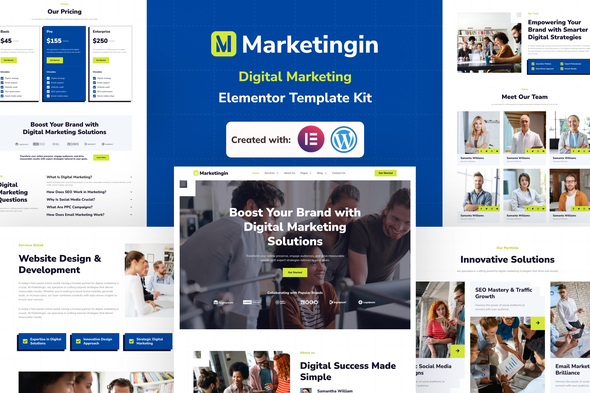 Marketingin – Digital Marketing Agencies Elementor Pro Template Kit – 0 Sold!