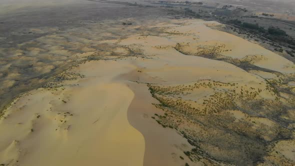 Aerial View of the Highest Sand Dune in Europe Sarykum Dune Dagestan Russia