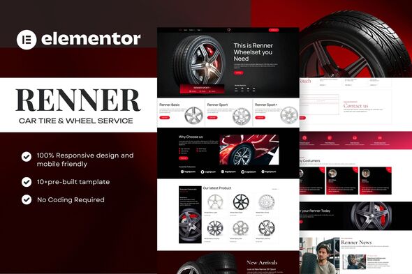 Renner – Car Tire & Wheel Service Elementor Template Kit – 0 Sold!